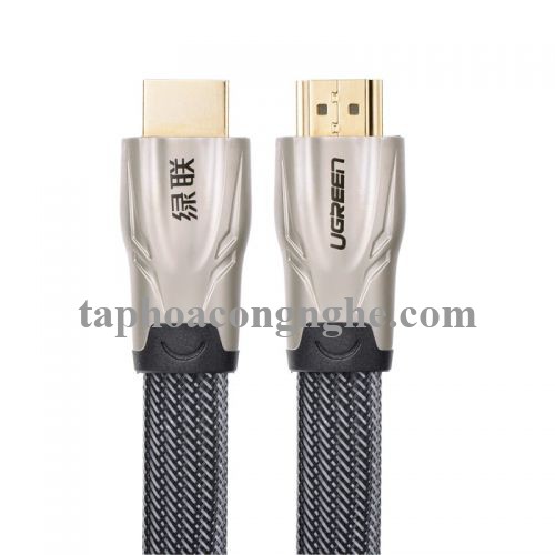 Ugreen 10253 3M màu Đen Cáp tín hiệu HDMI vỏ bọc lưới cao cấp cáp dẹt HD102 30010253